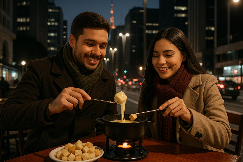 Clima de romance em restaurante com vista para a rua
