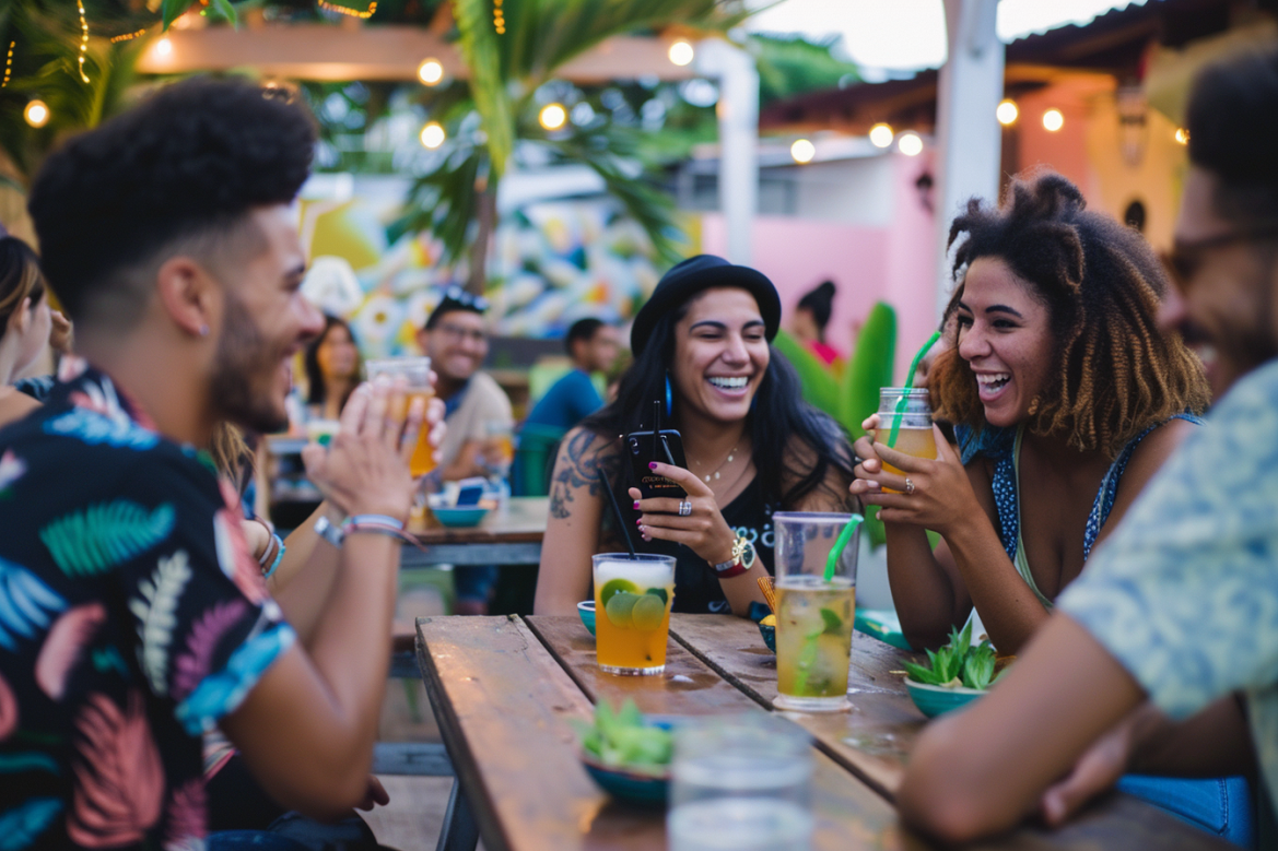 Clientes aproveitam momento de lazer em bar ao ar livre